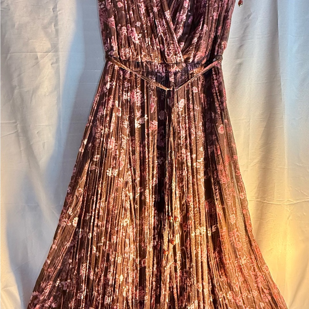 Sabina Musayev Pink and Brown Floral Maxi Dress
